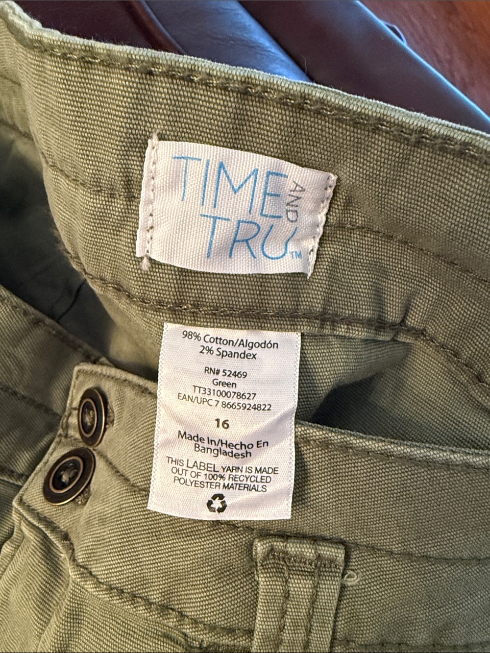 Time and Tru Olive Green Straight-Leg Cargo Pants - 16 - Picture 8 of 8
